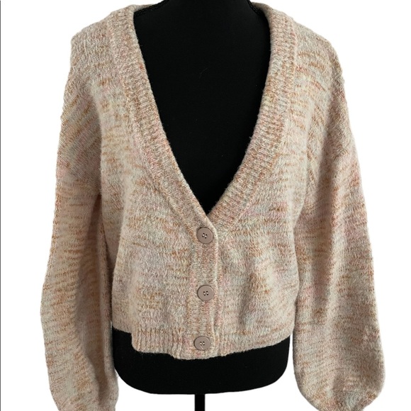 Sincerely Jules Fuzzy Pink Cropped Cardigan size Medium - Picture 1 of 6